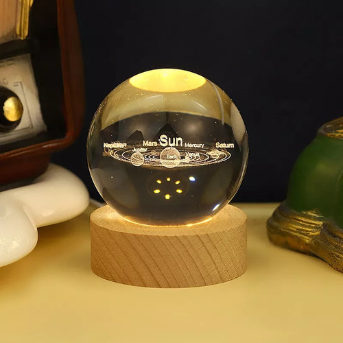 3d Lampara De Noche Led Bola Crista, Night Led Sistema Solar