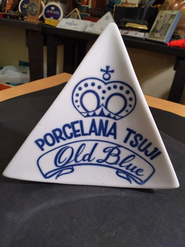 Porcelana Tsuji Antigua Publicidad De Vidriera Old Blue 