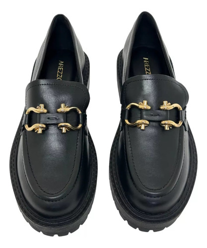 Sapato Mocassim Arezzo Couro Legitimo Soft Preto Classico
