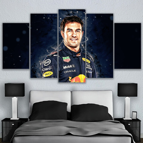 5 Cuadros Checo Perez Face Foto Red Bull   Canvas Hogar Arte