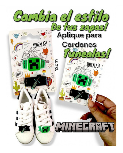 Minecraf Aplique Decorativo Cordones Zapatillas Tunealas