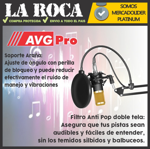 Combo Mixer Usb 6 Canales Mic Condenser Brazo Antipop