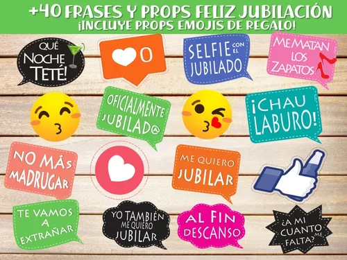 Kit Photo Booth Frases Y Props Feliz Jubilación + Regalo