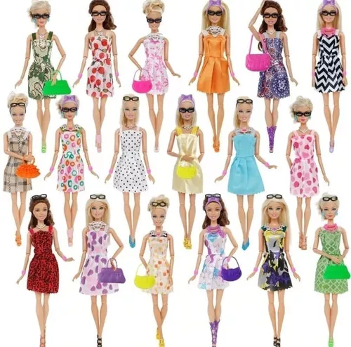 Roupa Para Barbie Boneca Roupas Acessórios Bolsas Kit 42 Pç