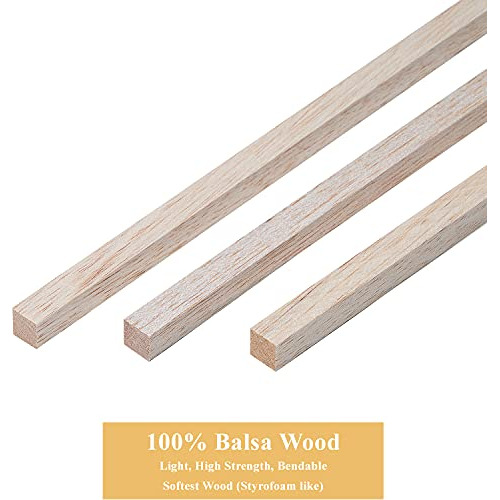 Palitos De Madera De Balsa De 1/2 Pulgada, Varillas Cua...