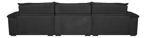 Sofá Retrátil e Reclinável 3,22m com Molas Ensacadas Cama inBox Aconchego Tecido Suede Preto