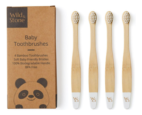 Wild & Stone Cepillos De Dientes Organicos De Bambu Para Beb