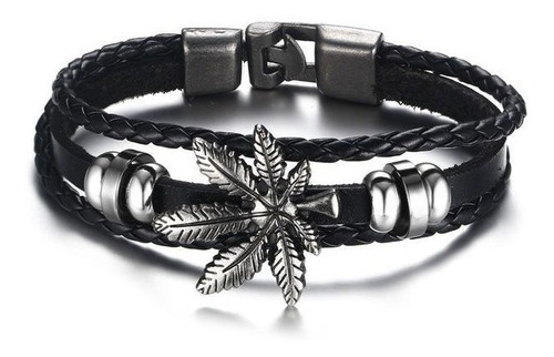 Manilla Pulsera Brazalete En Cuero Para Hombre Calavera