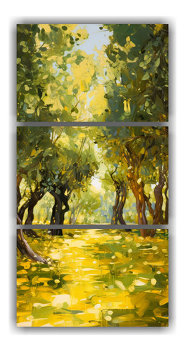 45x90cm Pintura: Luz Solar En Olivar Bastidor Madera Flores