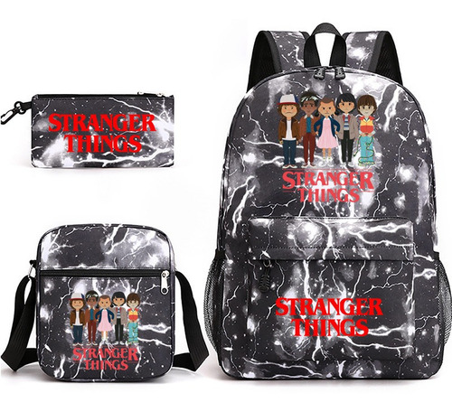 Mochila Negra De Stranger Things L, Juego De 3 Piezas