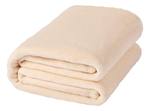 Frazada Manta Plush Flannel 240 X 190cm Térmica Ultra A Soft Beige Liso
