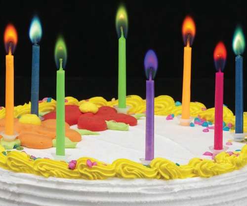 Vela Llama De Colores X 12 Unid - Vela Cumpleaños No Es Led