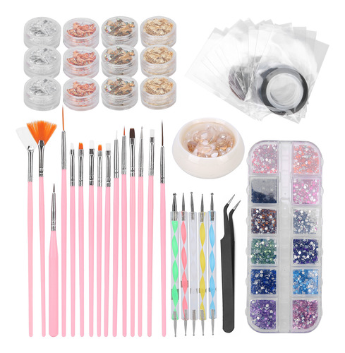 Juego De Herramientas Para Decoración De Uñas, Brocha Y Bolí