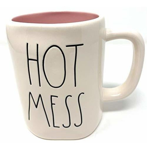 Rae Dunn Hot Mess  Mug - Pink Interior - Ceramic - Very Rare