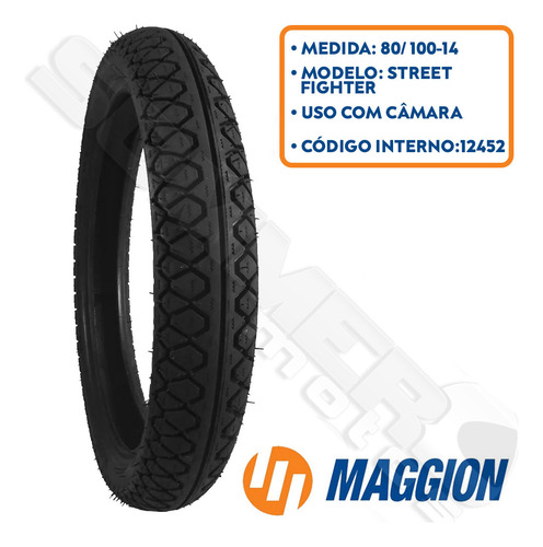 Pneu Traseiro/ Dianteiro Mvk Fox 110 80-100-14 Maggion