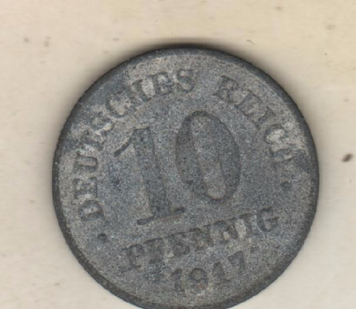 Alemania Imperio Moneda De 10 Pfennig Año 1917 - Km 26 - F+