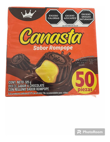 Chocolate Canasta Sabor Rompope 50pz