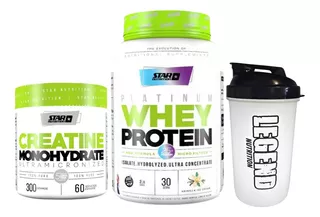 Star Nutrition Platinum Whey Protein Sabor Vainilla 907g con Creatina Pura 300g y Vaso Legend 600ml