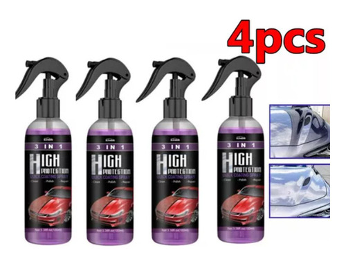 4 Detergente 3en1 De Alta Protección Quick Car Coating Spray