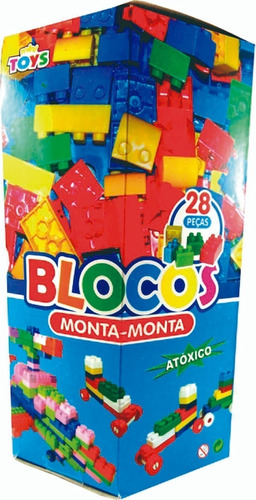 Kit Com 10 Caixas De Bloco Monta Monta C/28 Peças Mini Toys