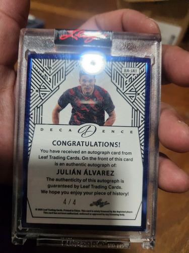 Carta Firma Autógrafo Numerada 4/4 Julian Alvarez Leaf Julián Álvarez