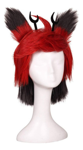 Peluca Corta De Anime De 35 Cm Hotel Alastor Peluca C