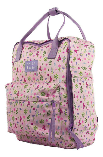 Mochila Costas Quadrada By Sof Floral Rosa Sabra