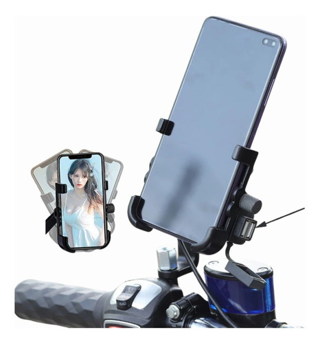 Suporte Celular Moto Com Carregador Usb Turbo Cor Preto