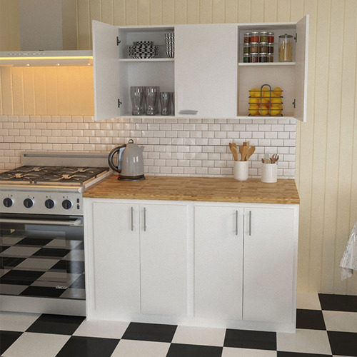 Imagen 3 de 10 de Mueble Alacena Blanca 1 Mt Amube Trento Manijas Cromadas