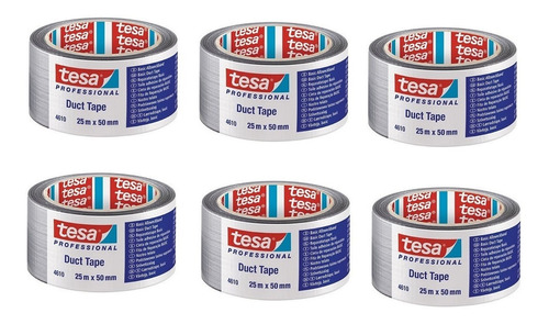 Duct Tape Tesa Gris- Cinta Americana- 6 Rollos Med. 50mmx25m