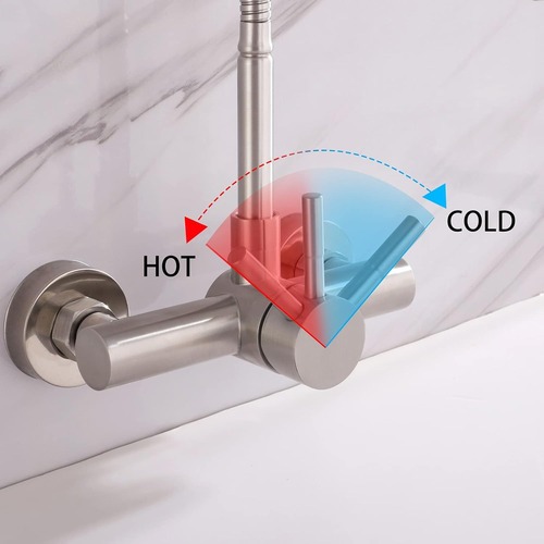 Llave Monomando Lavaplato Al Muro Cuello Flexible Acero Inox