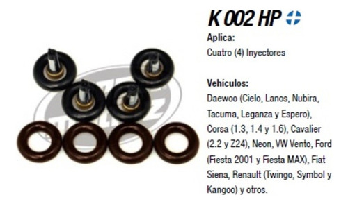 Kit Para 4 Inyectores, Neon, Corsa, Renault Hyundai Kit002hp