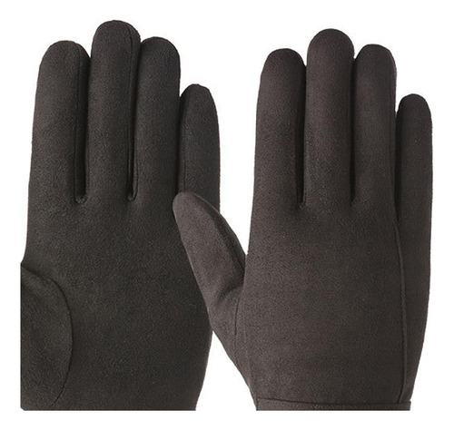 Guantes De Ante De Invierno Engrosados Con Dedos Negro
