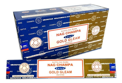 Incienso Nag Champa Y Gold Gleam 12 Cajitas  