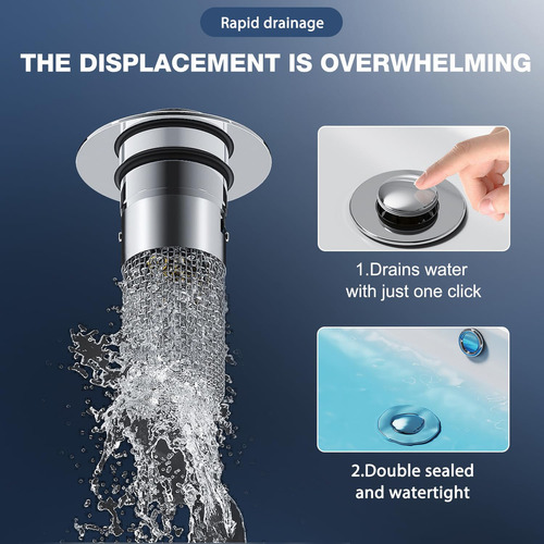 2 Tapones Para Fregadero De Baño, Filtro De Drenaje