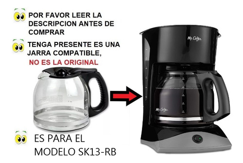 Repuesto Jarra 12 Tzs Compatible Cafetera Mr  Coffee Sk13-rb