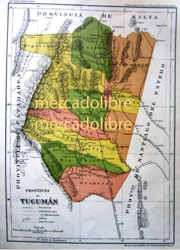 Plano Color 1919 Provincia De Tucuman Ferrocarril Tren Mapa