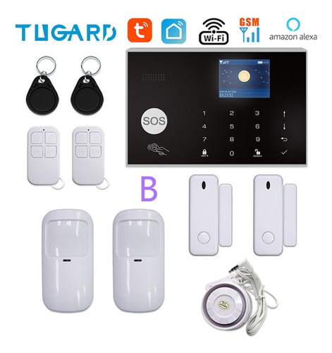 Kit Sistema Alarma Wifi Gsm Tuya Smart Tugard 4 Sensores