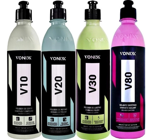 Kit V10 + V20 + V30 + V80 Polimento Verniz Asiático Vonixx