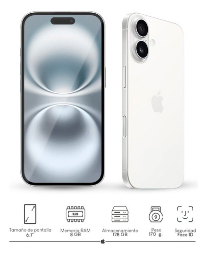 Celular Apple iPhone 16 128 Gb Blanco + Regalo Audífonos Bluetooth