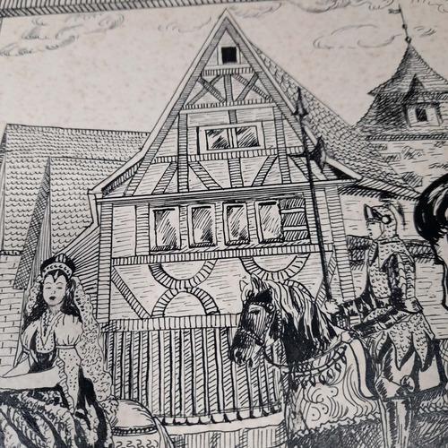 Imagem 5 de 7 de Pintura Desenho Nanquim Bico De Pena Datado 1953 Antigo