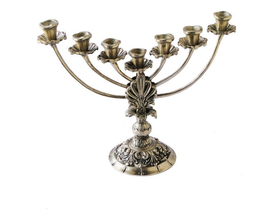 Castiçal 7 Velas Menorah 28 Cm Bronze Decoração Presentes