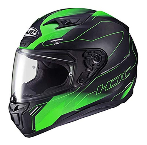 Casco De Moto Unisex Talla L, Color Negro-verde, Hjc Helmets
