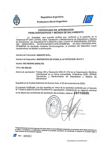 Poncho Salvavidas Aquatic Reglamentario Aprobado Pna Naranja Adulto
