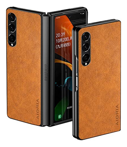Funda Para Galaxy Z Fold 4 Orange Piel Sintetica