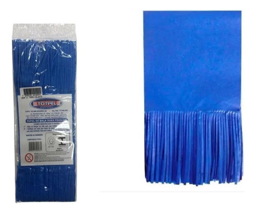 Kit Papel Seda Para Balas Com 2 Franjas Azul Kit 48 Unidades