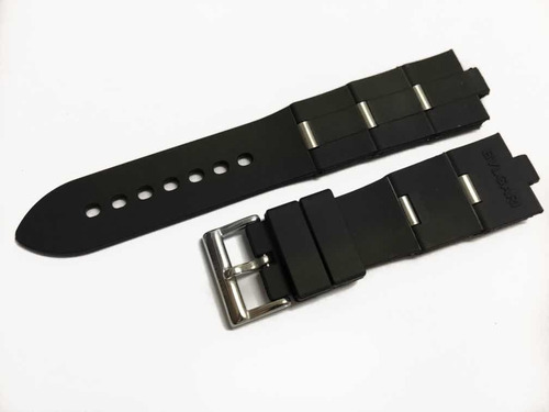 Pulseira Borracha Bulgari Com Detalhes Em Alumínio.