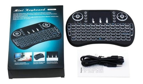 Teclado Bluetooth Smart Touchpad Qwerty Negro Con Luz Azul Negro