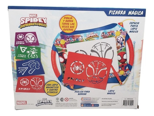 Imagen 3 de 6 de Pizarra Magica Spidey C/stencil Y Lapiz Magnetico Marvel