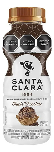 6 Pz Leche Santa Clara Sabor Helado Triple Chocolate 250ml
